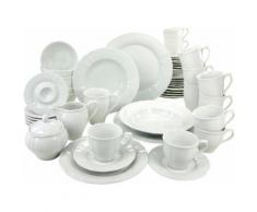 CreaTable Kombiservice Porzellan 50 Teile Flora, weiß, Neutral, weiß