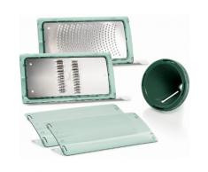 Genius Küchenreibe "Chef" Kunststoff Edelstahl (Set 3-tlg Ergänzung zum Nicer dicer), blau, Neutral, türkis-edelstahlfarben