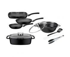 GSW Topf-Set Gourmet Granit (Set, 7-tlg., (3 Pfannen, 1 Bräter, Multi-Wok, Kochzange, Pfannenwender)) schwarz Topfsets Töpfe Haushaltswaren Topf