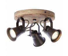 Brilliant Leuchten Seed Spotrondell 3flg schwarz stahl/holz hell Deckenleuchten SOFORT LIEFERBARE Lampen
