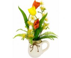 I.GE.A. Kunstblume Arrangement Tulpen, (1 St.), Krug aus Keramik gelb Künstliche Zimmerpflanzen Kunstpflanzen Wohnaccessoires