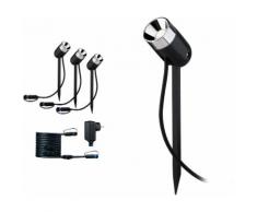 Paulmann LED Gartenstrahler Outdoor Plug&Shine Starterset Spot Pike, 4 St., Warmweiß, 3000K 24V Anthrazit grau LED-Lampen LED-Leuchten Lampen Leuchten sofort lieferbar