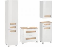 HELD MÖBEL Badmöbel-Set Derby (Set 4-tlg), weiß, weiß/weiß Hochglanz/eichefb.