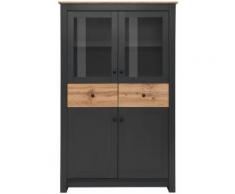 Home affaire Vitrine Rezjia 4-türig Breite 111 cm, braun, grau-eichefarben