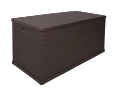 ONDIS24 Kissenbox Rattan, 420 Liter, Kunststoff braun Garten- Kissenboxen Gartenmöbel Gartendeko