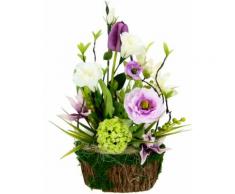 I.GE.A. Kunstblume Arrangement Ranunkel/Lysianthus, (1 St.), Pflanzschale aus Rinde mit Moos lila Künstliche Zimmerpflanzen Kunstpflanzen Wohnaccessoires