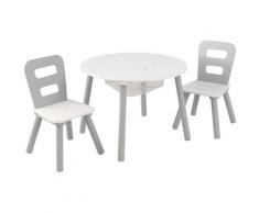 KidKraft Kindersitzgruppe Tisch mit Netzkörbchen und 2 Stühlen (3-tlg) weiß Kinder Ab 3-5 Jahren Altersempfehlung Sitzmöbel-Sets