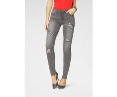 Arizona Slim-fit-Jeans mit sichtbarer, schräger Knopfleiste, Mid Waist grau Damen Röhrenjeans Jeans