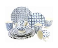 CreaTable Kombiservice "LEVANTE" (16-teilig), weiß, Neutral, weiß-blau