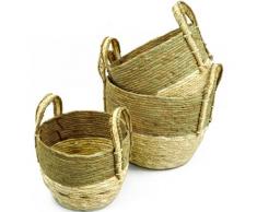 NOOR LIVING Allzweckkorb, (3 St.), Maisgeflecht, universell einsetzbar, Höhe 20/24/27 cm grau Allzweckkorb Körbe Boxen Regal- Ordnungssysteme Küche Ordnung