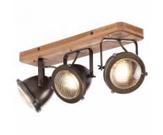 Brilliant Leuchten Carmen Wood Spotbalken 3flg burned steel/holz grau Deckenleuchten SOFORT LIEFERBARE Lampen