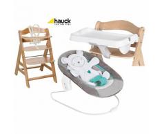 Hochstuhl Alpha+B, natural, inkl. Bouncer 2in1, Hearts grey & Tray, white