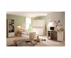 Komplett Jugendzimmer Vicky, 4-tlg. (Einzelbett, Schwebetürenschrank, Schreibtisch, Standregal), Sonoma-Weiß