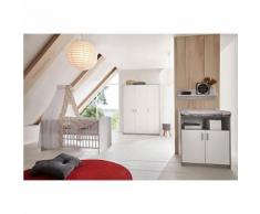 Komplett Kinderzimmer Classic Grey (Kombi-Kinderbett 70 x 140 cm mit Umbaukit, Wickelkommode und Kleiderschrank 3-trg.), Dekor grau/weiß