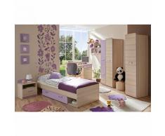 Komplett Jugendzimmer Lori, 6-tlg. (Jugendbett, Kleiderschrank, Standregal, Schreibtisch, Nachttisch, Wandregal), violett