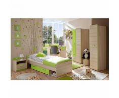 Komplett Jugendzimmer Lori, 6-tlg. (Jugendbett, Kleiderschrank, Standregal, Schreibtisch, Nachttisch, Wandregal), grün