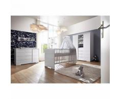 Komplett Kinderzimmer Maxx White (Kombi-Kinderbett 70 x 140 cm, Umbauseiten, breite Wickelkommode und Kleiderschrank 2-trg. mit Mittelregal), Dekor/MDF weiß