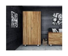 The Beds Steel Massivholz Kleiderschrank 2205 / 3-Türig / B 149 x H 210 x T 50 cm / Kernbuche Wenge lackiert