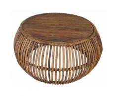SIT Rattan und Teak Couchtisch - rund 60x 45x 60 cm