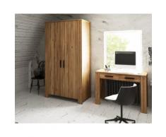 The Beds Cubic Massivholz Kleiderschrank 3-Türig / B 155 x H 205 x T 60 cm / Kernbuche Nussbaum lackiert