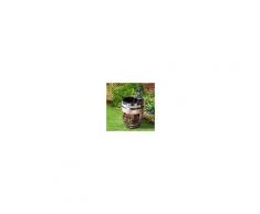 Outsunny® Gartenbrunnen Zierbrunnen Springbrunnen Wasserfall Holzfass mit Pflanzengefäß Dunkelbraun ∅32 x 58,5 cm