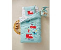 "Bettwäsche-Set für Kinder "Tatü tata" zartgrün Gr. 140x200 - 50x75 von vertbaudet"