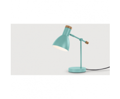 Cohen Nachttischlampe, Tuerkis und Eiche