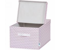 Ordnungsbox mit Klappdeckel, rosa Chevron