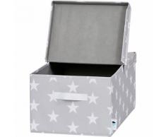 Ordnungsbox mit Klappdeckel, Sterne hellgrau