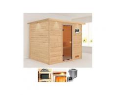 karibu massivholzsauna »karla« 231/196/198 cm 9-kw-bio-ofen mit ext. steuerung