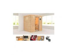 karibu massivholzsauna »adina« 196/170/187 cm 9-kw-ofen mit ext. steuerung