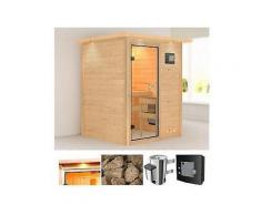 karibu massivholzsauna »nadja« 146/146/198 cm 36-kw plug & play mit ext. strg.
