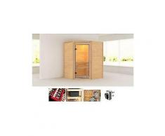 karibu massivholzsauna »aurel« 146/146/187 cm 3-6-kw plug & play mit int. steuerung