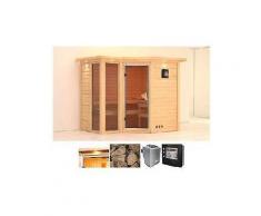 karibu massivholzsauna »amara« 236/184/208 cm 9-kw-bio-ofen mit ext. steuerung