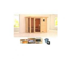 karibu massivholzsauna »amara« 236/184/208 cm 9-kw-ofen mit ext. steuerung