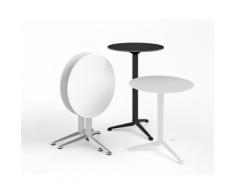 infiniti 3-Pod Design-Bistrotisch rund 70cm / AL07 Aluminium glänzend / LM02 Laminat Schwarz