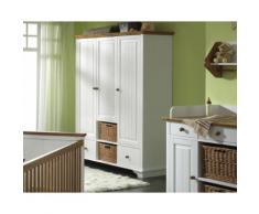 3S Frankenmöbel Massivholz Kleiderschrank Kilian 3 -Türig 3-türig, weiß gewachst