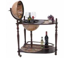 Globusbar mit Tisch HWC-T875, Minibar Hausbar Tischbar, Weltkugel rollbar Eukalyptusholz ~ Variantenangebot