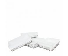 4er-Set Regalkorb Tanta, Badkorb Schrankkorb Aufbewahrung Ordnungshelfer, Metall mit Stoffbezug ~ Variantenangebot