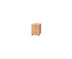 Hammerbacher Rollcontainer 58cm, 3 Schübe, Schloß Bogengriff Buche, 42,8x58x59 cm, 1/3/3/3 HE, VAC30/6/6/BM