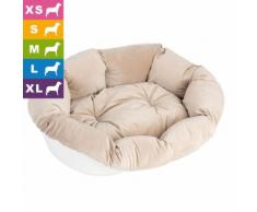 Ferplast Hundekorb Siesta Deluxe weiß mit Überzug Sofà - Samt beige - L 93 x B 68 x H 28 cm (Größe 10)