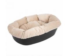 Set Größe 4 Ferplast Hundekorb Siesta Deluxe schwarz mit Überzug Sofà - Samt beige Hund