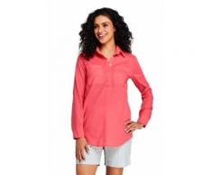 Bluse im Baumwoll/Leinenmix mit halber Knopfleiste - Rot - 44-46 von Lands' End