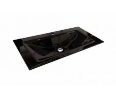 Bad11 Badezimmer Waschbecken Milchglas schwarz 90 x 60 cm