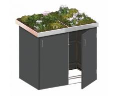 Binto Mülltonnenbox 2er-Box HPL-Schiefer Pflanzschale Mülltonnenverkleidung