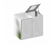 Binto Mülltonnenbox 2er-Box Edelstahl Klappdeckel Mülltonnenverkleidung