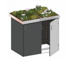 Binto Mülltonnenbox 2er-Box HPL-Schiefer-Grau Pflanzschale Mültonnenverkleidung