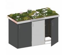 Binto Mülltonnenbox 3er-Box HPL-Schiefer-Grau Pflanzschale Mülltonnenverkleidung