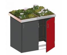 Binto Mülltonnenbox 2er-Box HPL-Schiefer-Rot Pflanzschale Mülltonnenverkleidung