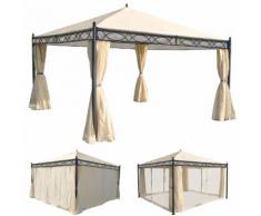 Pergola Cadiz, Garten Pavillon, stabiles 7cm-Gestell mit Seitenwand + Moskitonetz ~ Variantenangebot